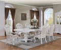 Solid Wood 7-Piece Dining Set with Expandable Table and 6 Leather Padded Side Chairs, White O461053
