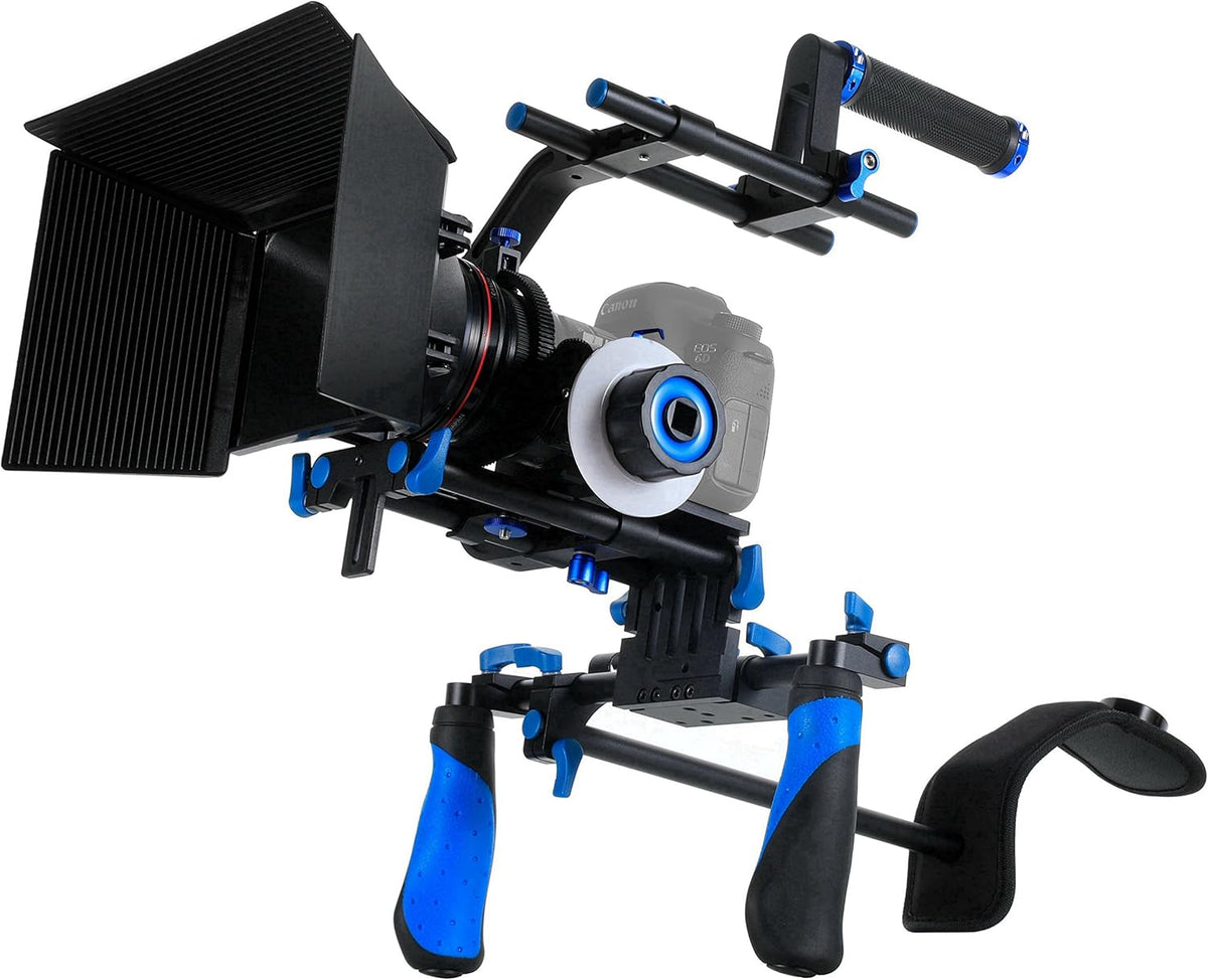 DSLR Rig Video Camera Shoulder Mount Kit with Follow Focus, Matte Box, Top Handle and Support Cage G3594