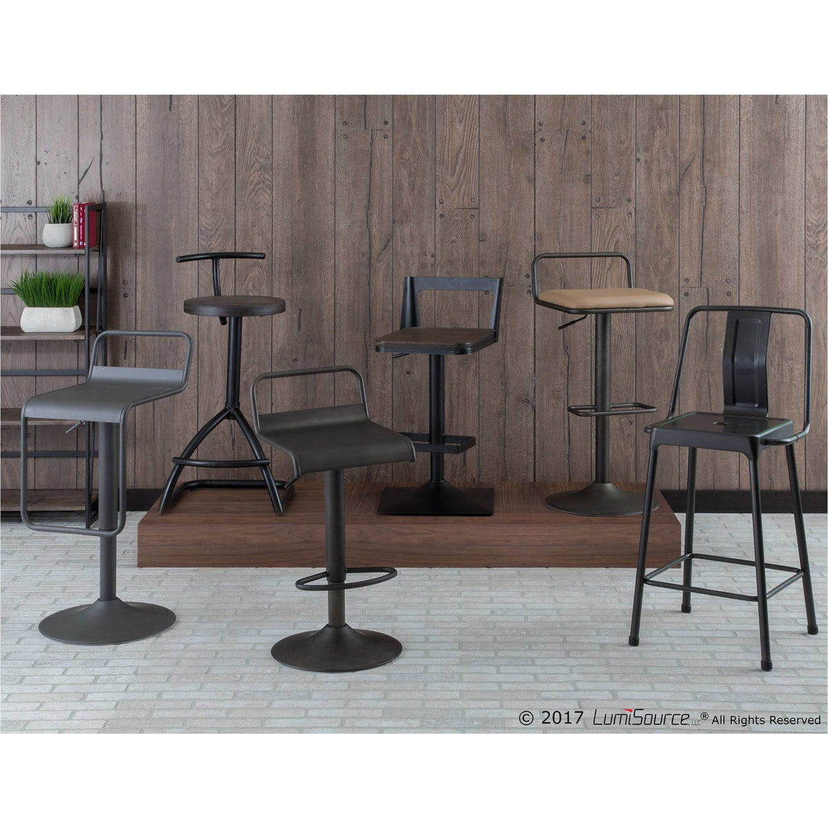 Set of 2 Antique Camel Barstool R759