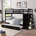 Twin Over Twin Bunk Bed with Trundle and Staircase O457346