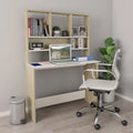White and Sonoma Oak Engineered Wood Desk with Shelves K53573