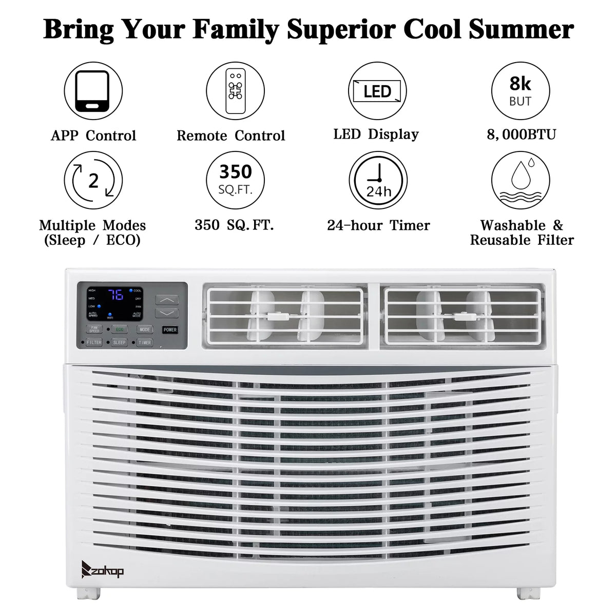 8000BTU 115V Window Air Conditioner with Remote Control F4771