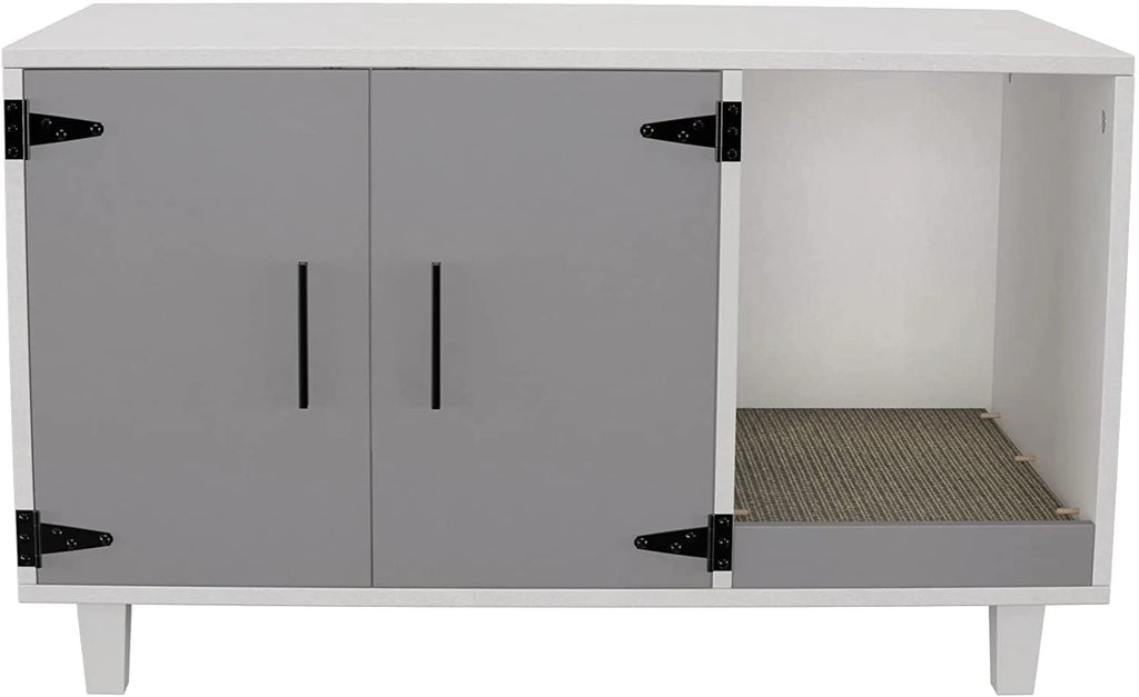 Cat Litter Box Enclosure Table Nightstand with Scratch Pad D792471