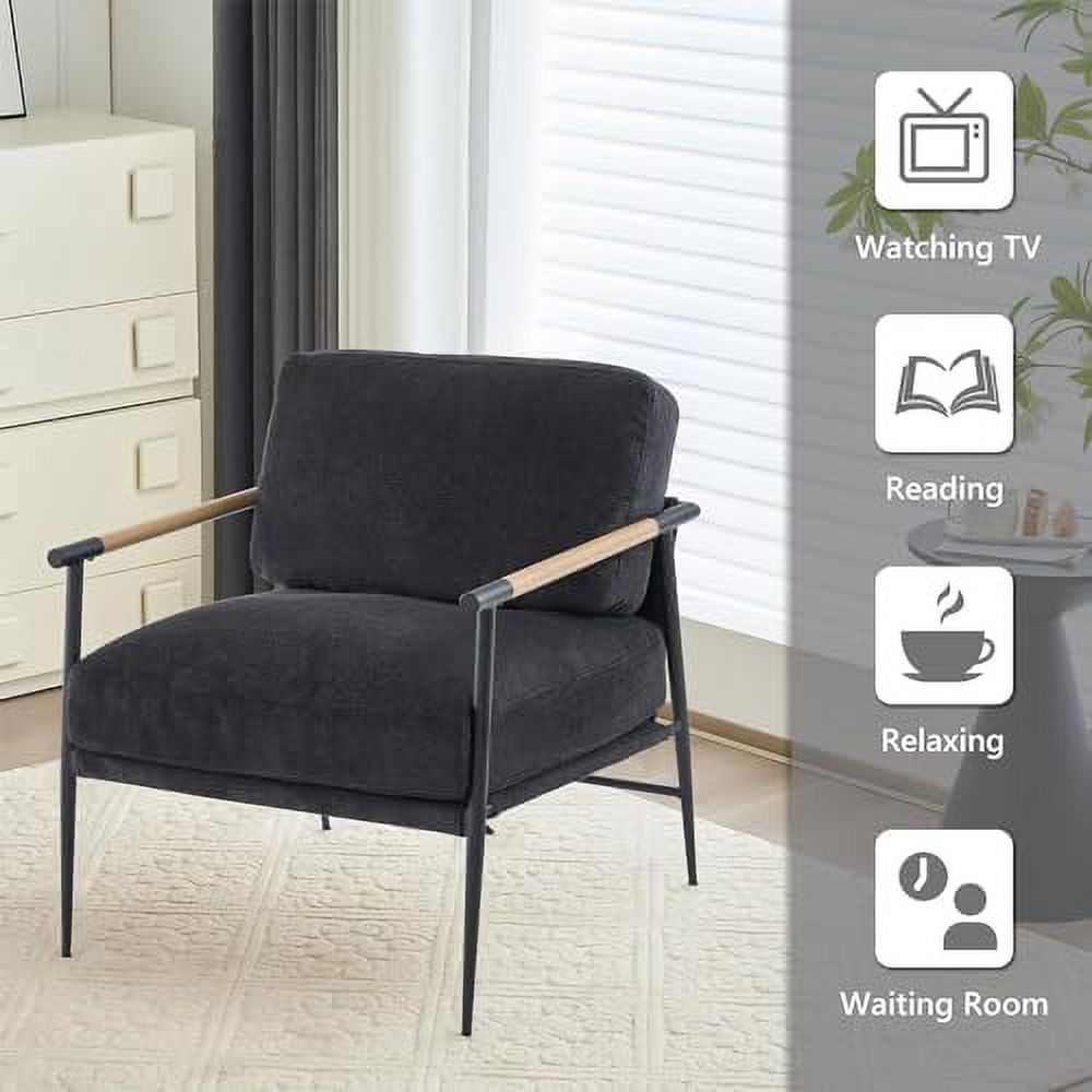 White Chenille Accent Chair with Metal Leg F587