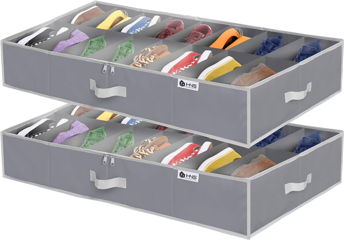 Extra Large Underbed Shoe Storage Organizer, Set of 2 Gray C583