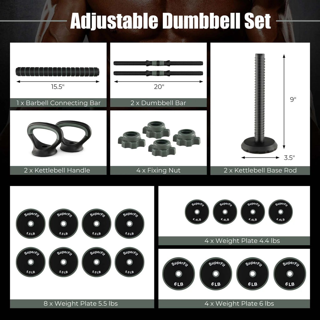 4 in 1 Adjustable Dumbbell Set 92lbs Z21776