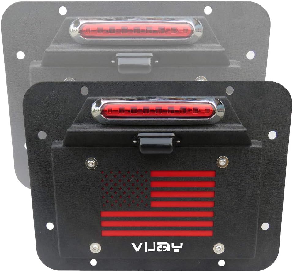 Spare Tire Delete License Plate Relocation Kit with Plate Light & Third Brake Light for Wrangler JK Pack of 2 C241