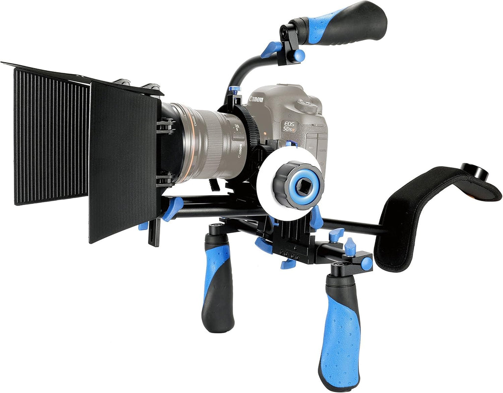 DSLR Rig Video Camera Shoulder Mount Kit with Follow Focus, Matte Box, Top Handle and Support Cage G3594
