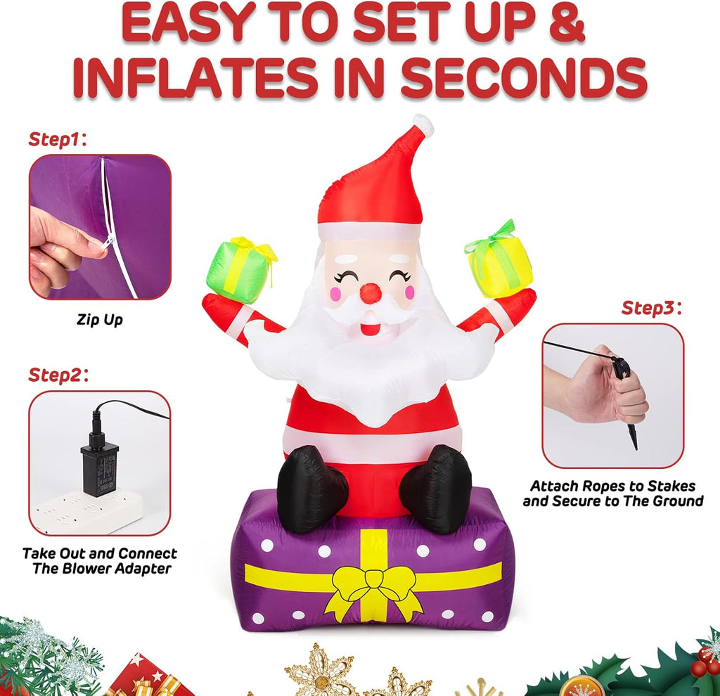 6 Ft Inflatable Santa Claus with Gift Boxes Y9753