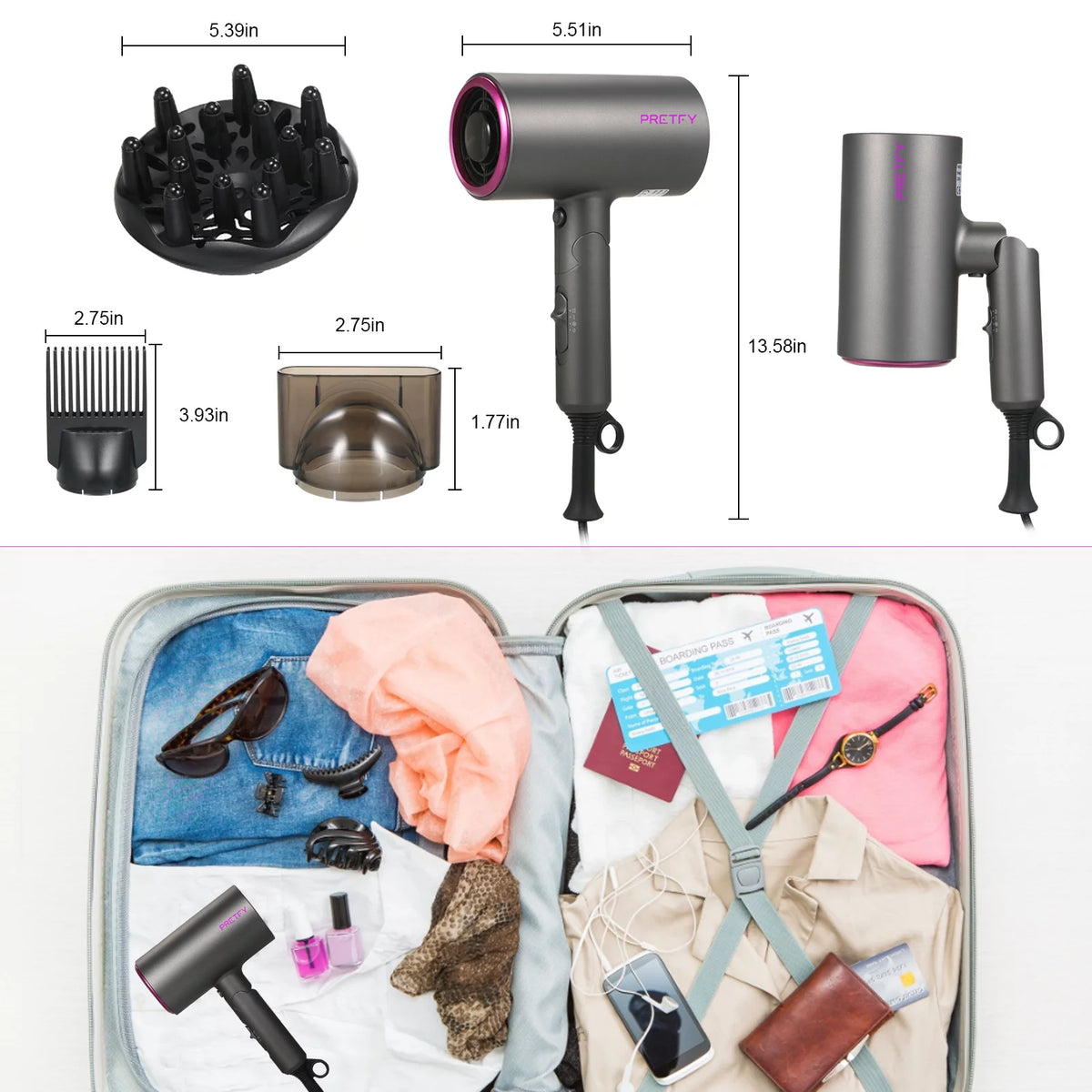 1800W Professional Ionic Hair Dryer V3677