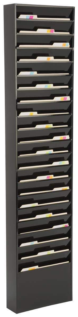 Wall Rack, 20 Pockets, Tiered, Black, Powder Coated Steel Z64515