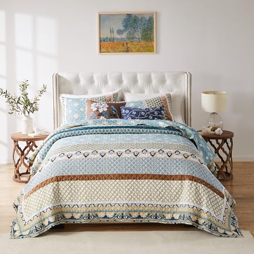 3-Piece Full/Queen Blue Quilted Bedding Set M235086