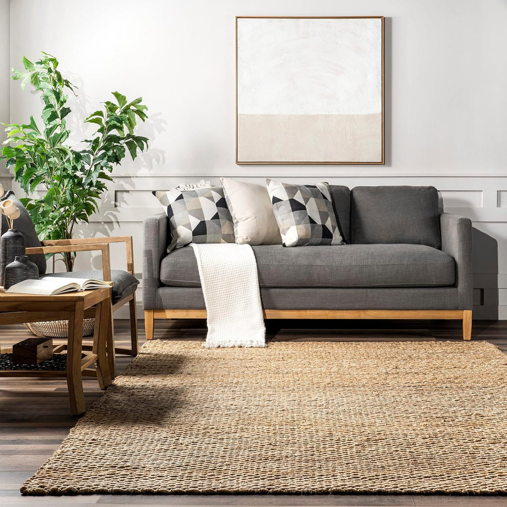 Natural Hand Woven Jute Area Rug, 5x8 U982