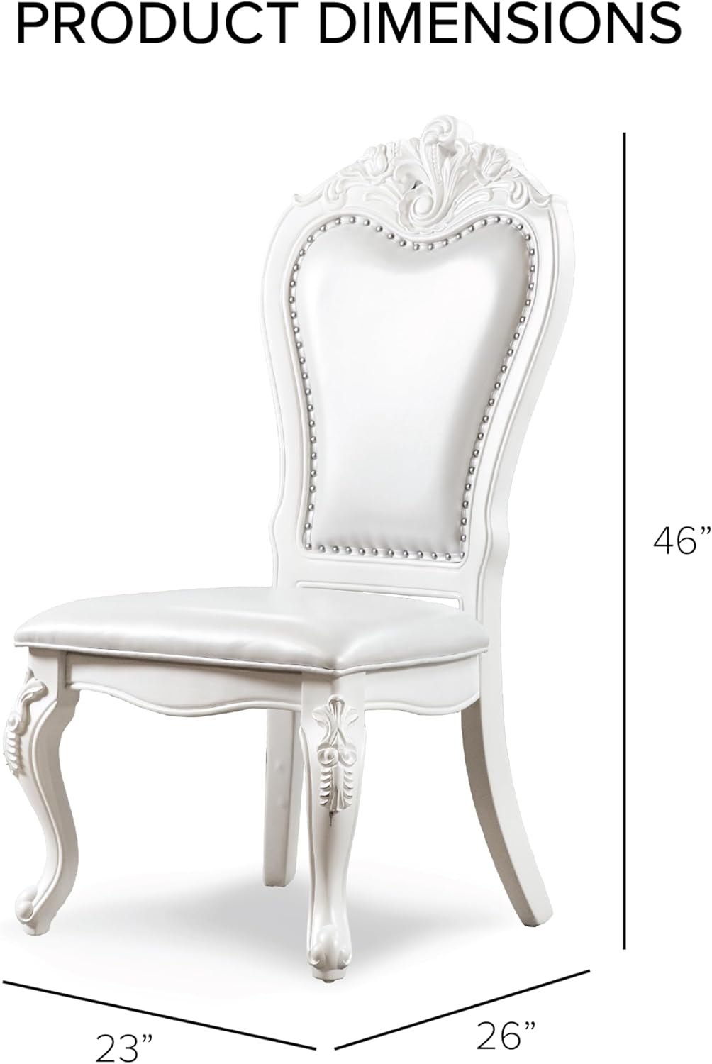 Solid Wood 7-Piece Dining Set with Expandable Table and 6 Leather Padded Side Chairs, White O461053