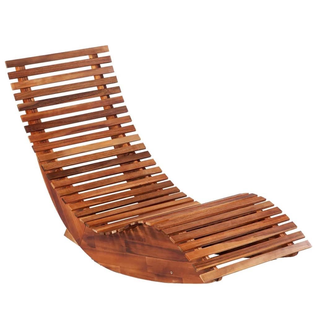 2 Pcs Acacia Wood Rocking Sun Loungers U53525