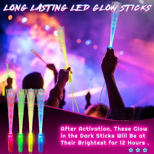 10 Pieces Fiber Optic Wand Light up Glow Stick LED Colorful Flashing Wands I611