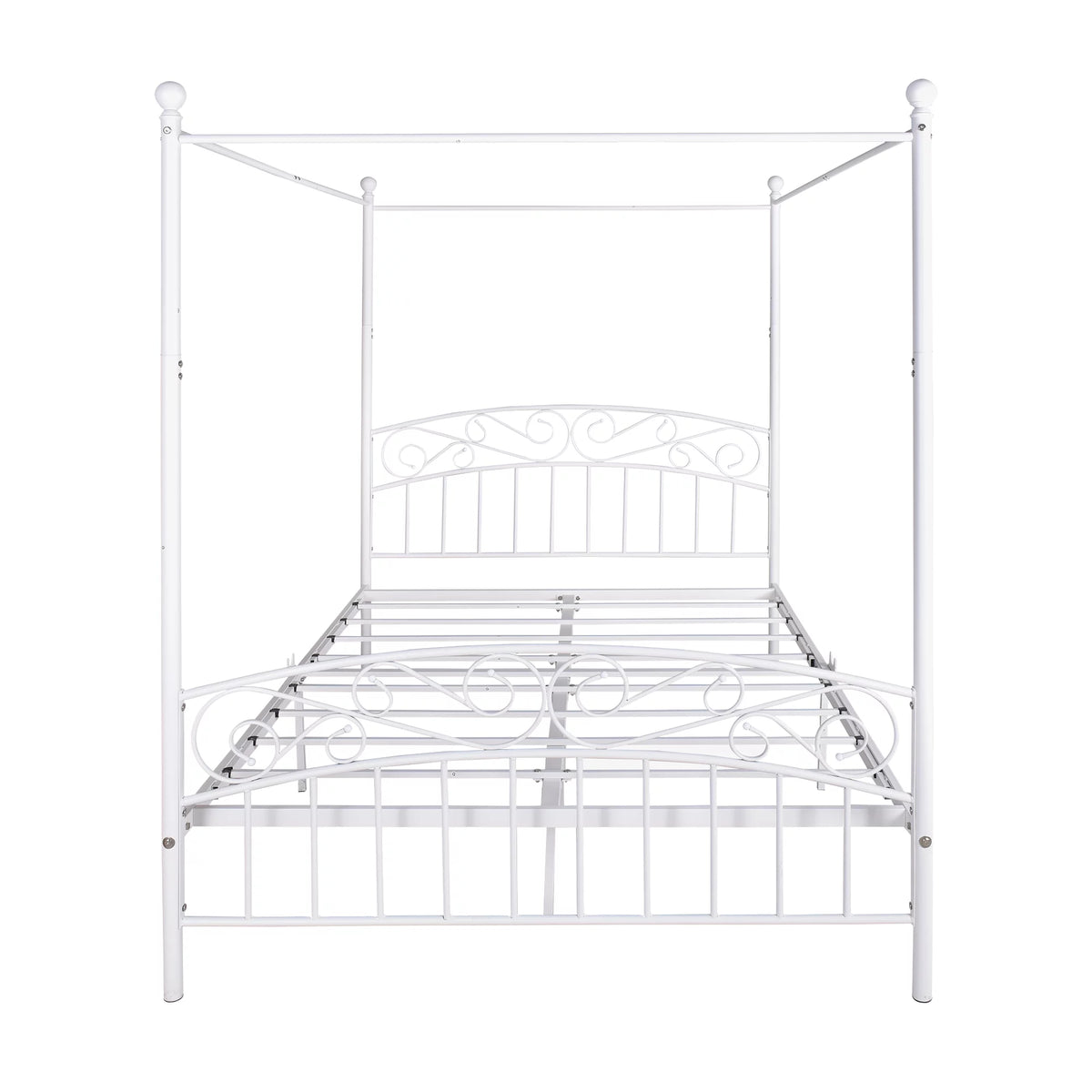 Queen Size Black Metal Canopy Bed Frame with Headboard C8429