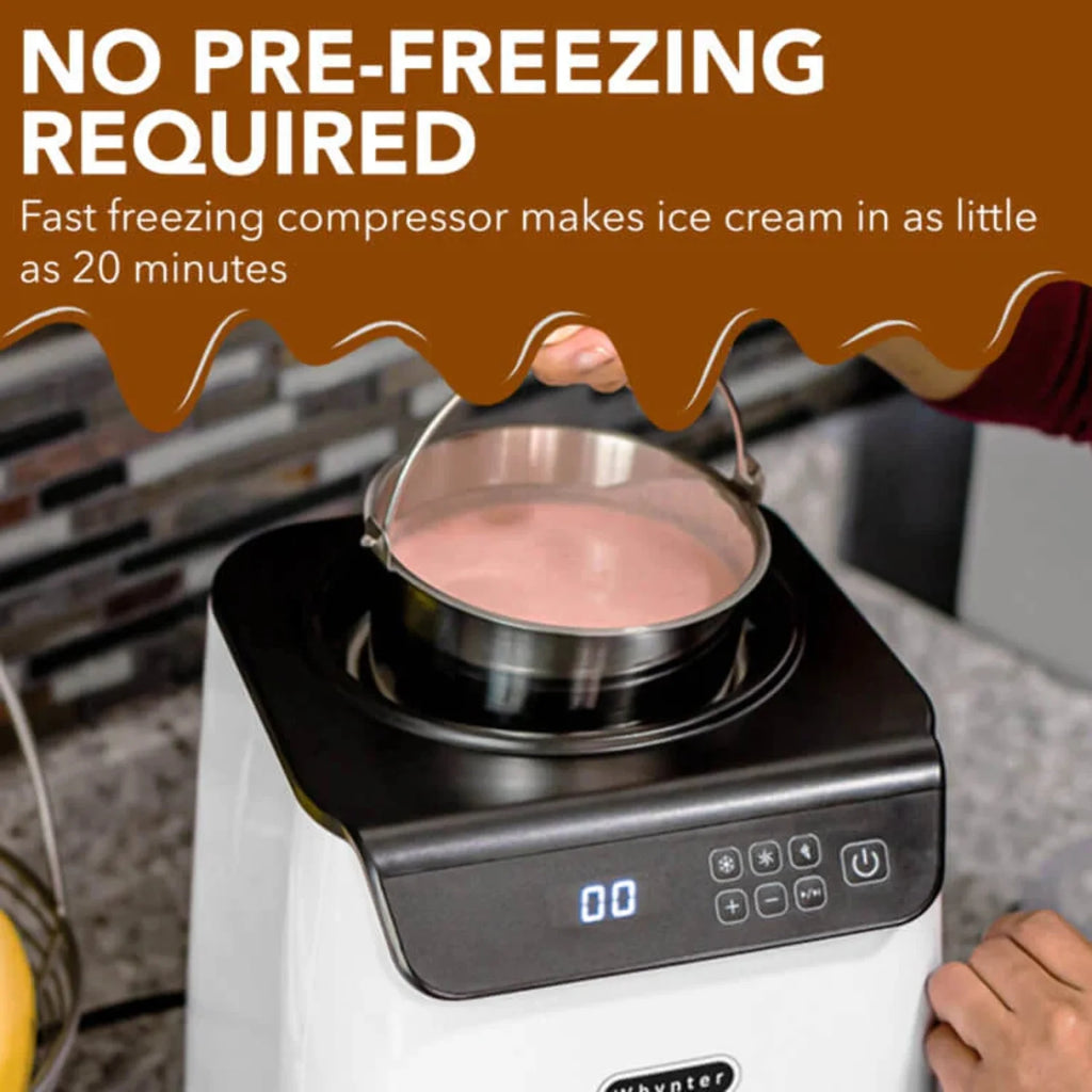 1.28 Quart Automatic Ice Cream Maker with Stainless Steel Bowl White Y441