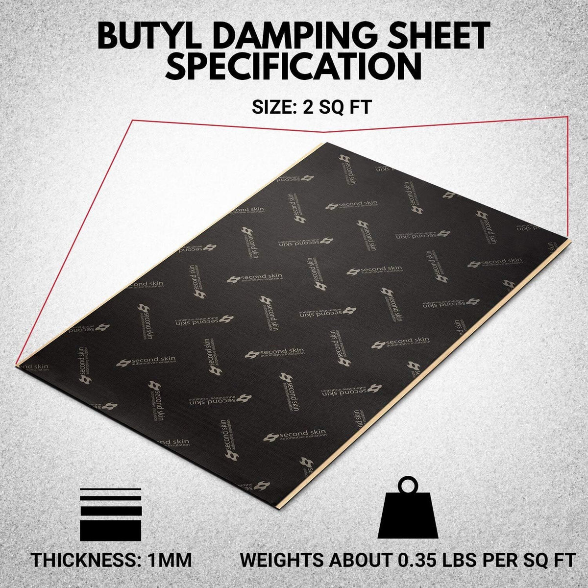 1mm Butyl Rubber Car Sound Deadening Material 10 Sq Ft 5 Sheets M776