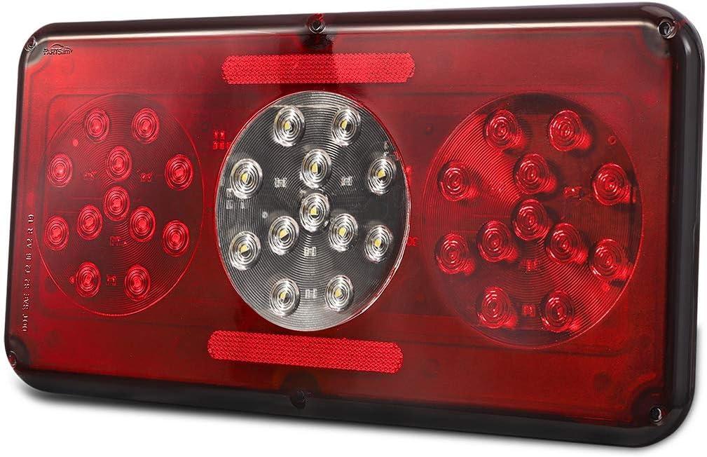2Pcs Rectangle LED Trailer RV Tail Lights Red and White W644