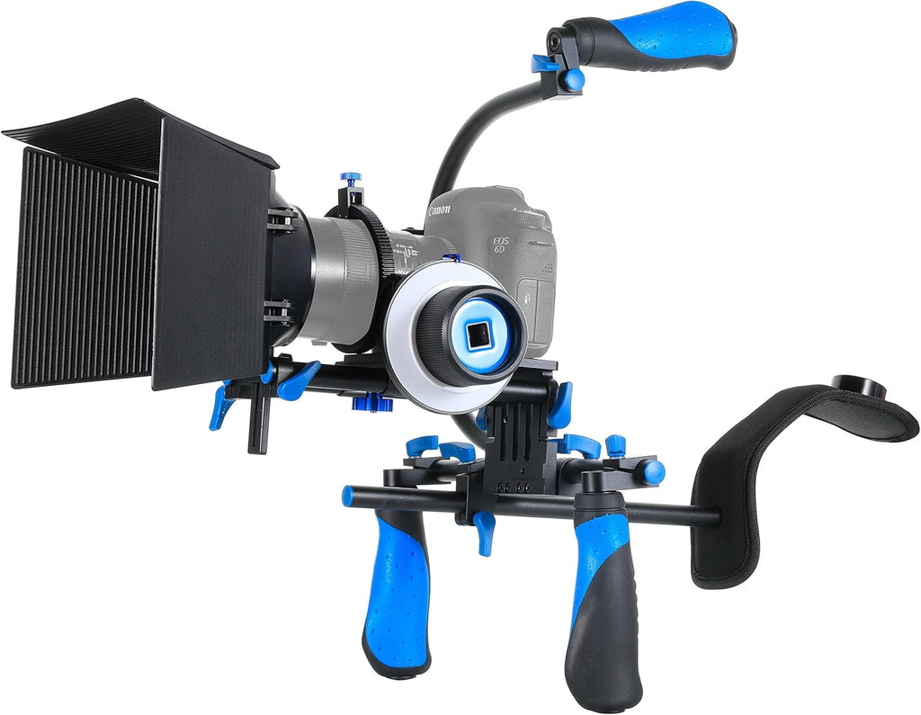 DSLR Rig Video Camera Shoulder Mount Kit with Follow Focus, Matte Box, Top Handle and Support Cage G3594
