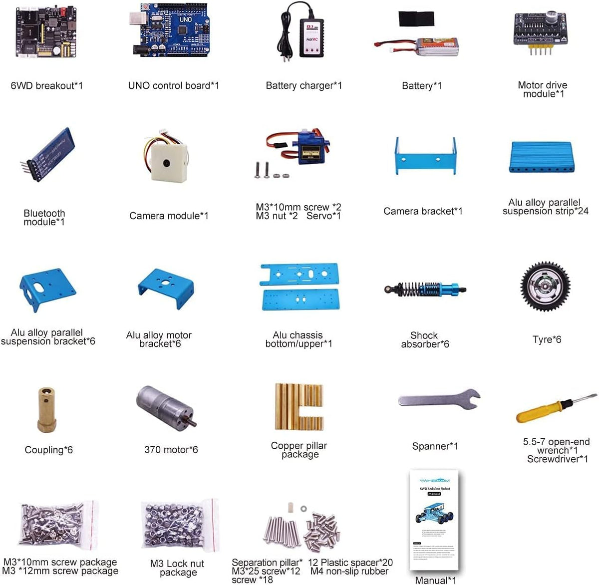 6WD Robot Kit with Camera DIY Programmable RC Car P259