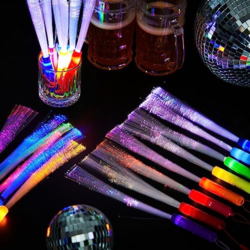 10 Pieces Fiber Optic Wand Light up Glow Stick LED Colorful Flashing Wands I611