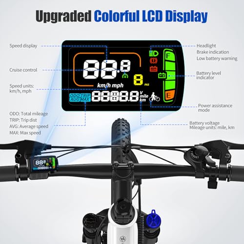 26" Electric Mountain Bike, 1000W Peak Motor, 375Wh Removable Battery, 7 Speed A222632