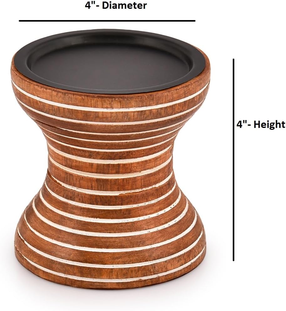 Mango Wood Candle Holder 4" X 4" X 4" N52160