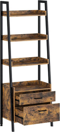 4 Tier Wood Ladder Shelf with 2 Drawers M2335