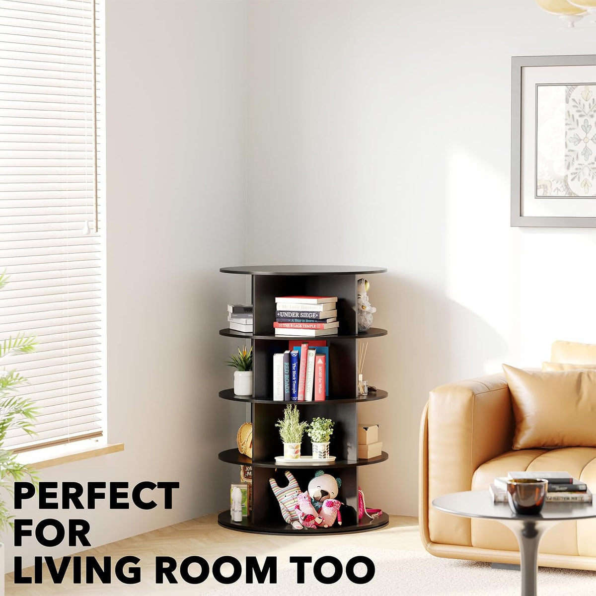 4 Tier Black Rotating Shoe Rack E19150