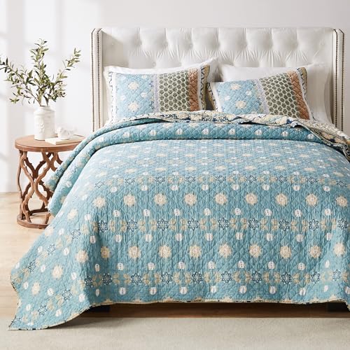 3-Piece Full/Queen Blue Quilted Bedding Set M235086