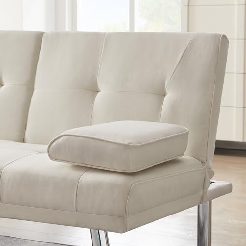 Futon Sofa Bed with Removable Armrests and 2 Cup Holders D545986