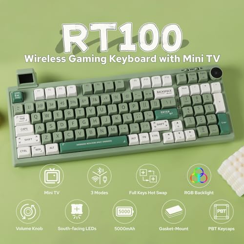 97 Keys Gasket Mechanical Keyboard with Customizable Display Screen, Knob, Hot Swappable Socket, 5000mAh Battery T2630