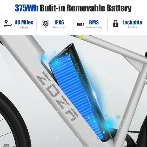 26" Electric Mountain Bike, 1000W Peak Motor, 375Wh Removable Battery, 7 Speed A222632