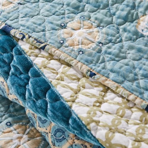3-Piece Full/Queen Blue Quilted Bedding Set M235086