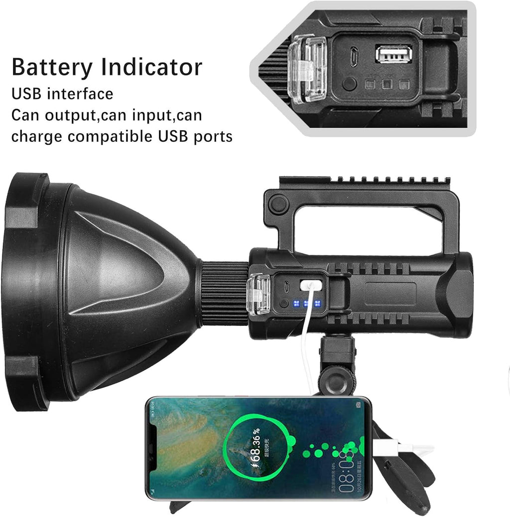 LED Rechargeable Spotlight 90000 Lumen 4 Modes Waterproof Handheld Flashlight M470978