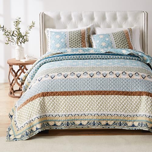 3-Piece Full/Queen Blue Quilted Bedding Set M235086