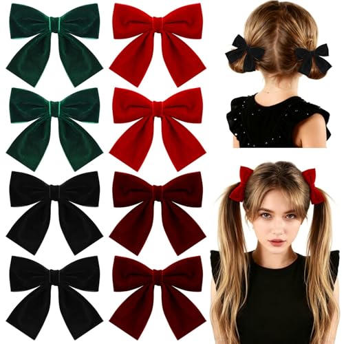 8 Pcs Velvet Hair Bows with Alligator Clips M40386