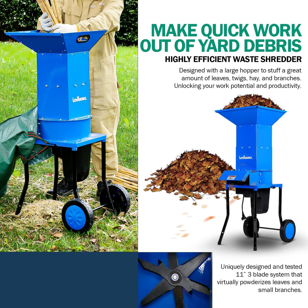 Electric Leaf Mulcher Shredder 120V AC 11" Cutting Blade A3196