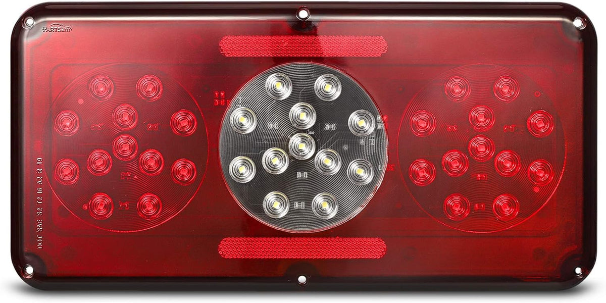 2Pcs Rectangle LED Trailer RV Tail Lights Red and White W644