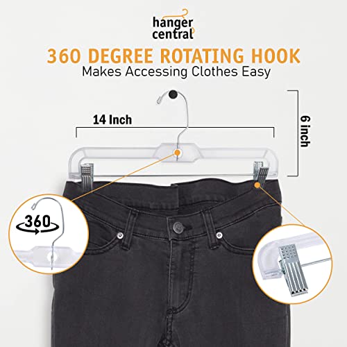 12 Pack 14" Clear Skirt Hangers with Adjustable Clips C171
