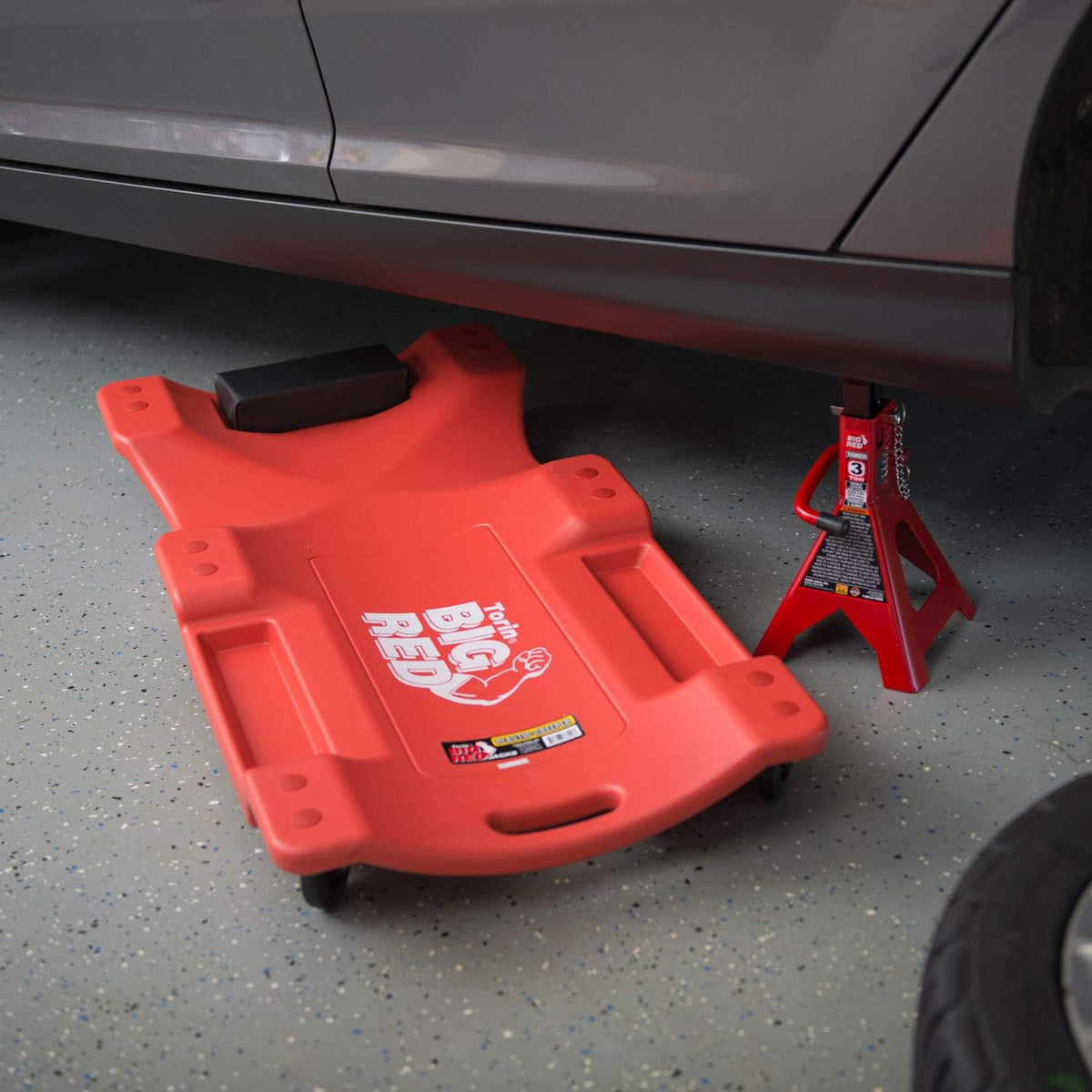 Rolling Garage Creeper with Padded Headrest and 6 Casters Q414924