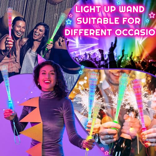 10 Pieces Fiber Optic Wand Light up Glow Stick LED Colorful Flashing Wands I611