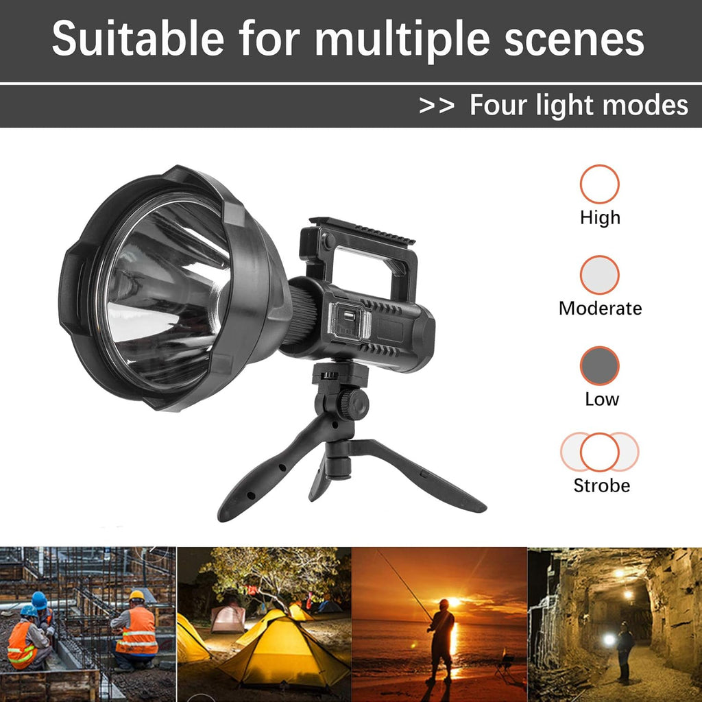 LED Rechargeable Spotlight 90000 Lumen 4 Modes Waterproof Handheld Flashlight M470978