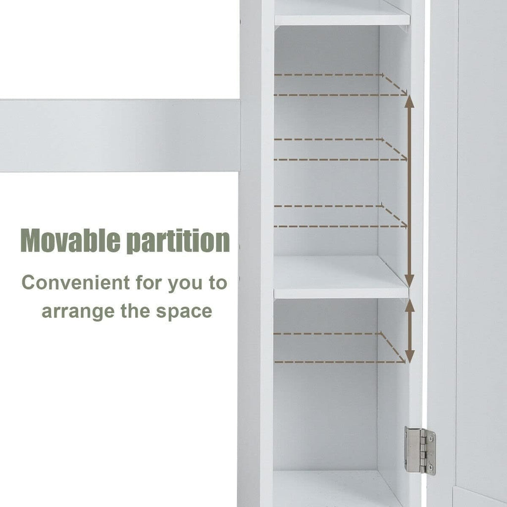 White Freestanding Over The Toilet Cabinet with 2 Side Doors K61105