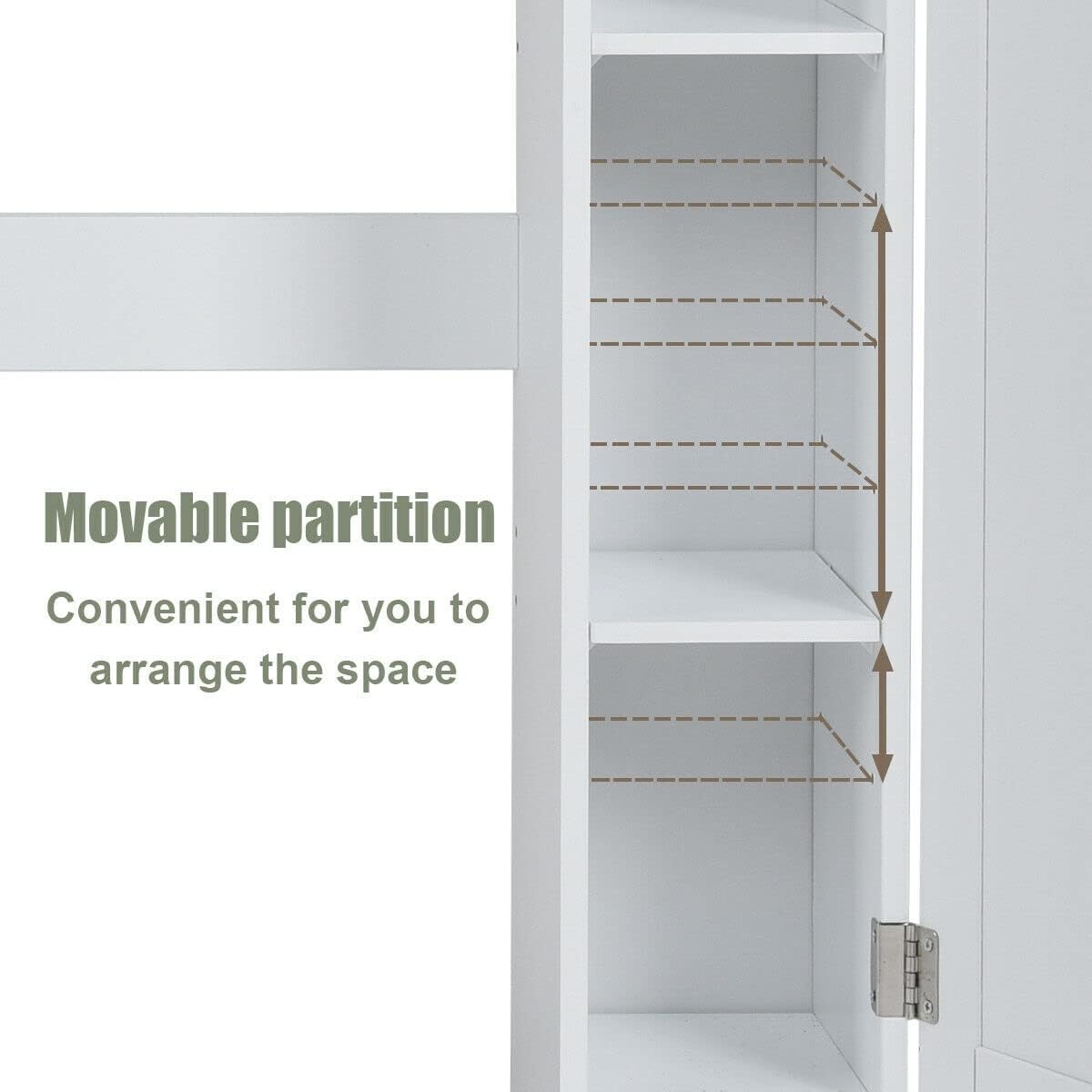White Freestanding Over The Toilet Cabinet with 2 Side Doors K61105