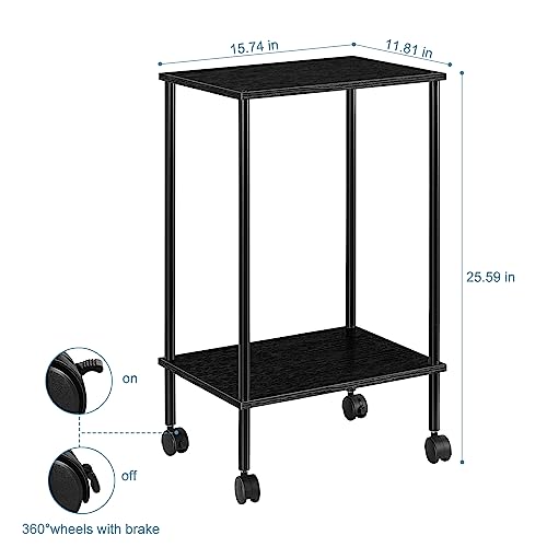 Black 2-Tier End Table Set of 2 with Wheels Z49349