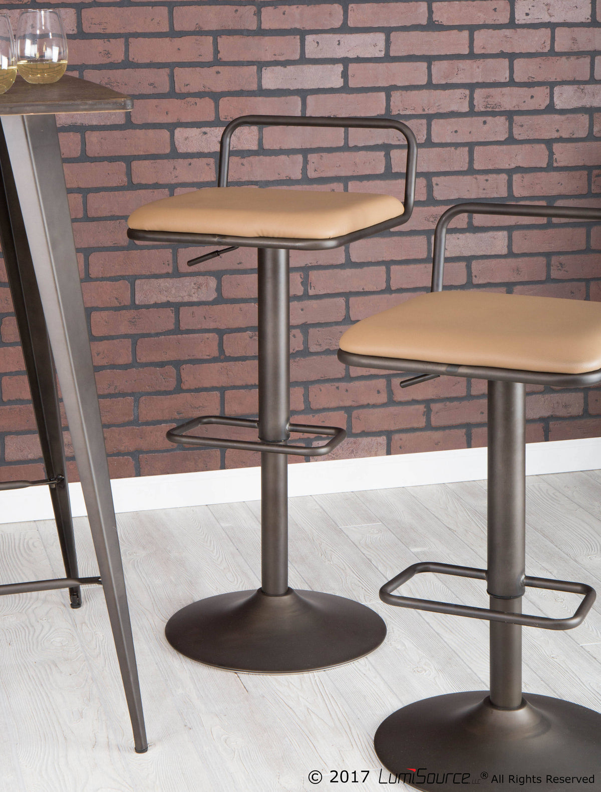 Set of 2 Antique Camel Barstool R759