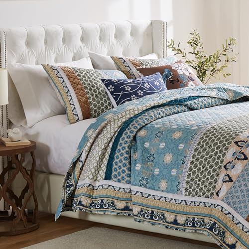 3-Piece Full/Queen Blue Quilted Bedding Set M235086